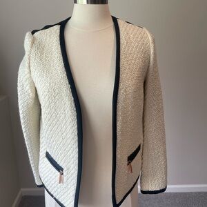 Club Monaco Cream and Black Blazer with Modern Silhouette